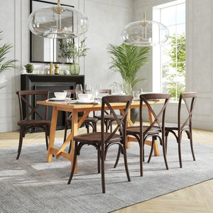 English Elm HERCULES Stackable Cross Back Chair - Timeless Wood Design for Bistro or Home, Fully Assembled & Durable Mahogany XU-X-MAH-GG