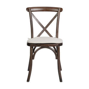 English Elm HERCULES Stackable Cross Back Dining Chair with Cushion - Timeless Design for Comfort & Durability Mahogany XU-X-MAH-NTC-GG