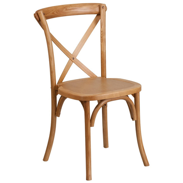 English Elm HERCULES Stackable Cross Back Chair - Timeless Wood Design for Bistro or Home, Fully Assembled & Durable Oak XU-X-OAK-GG