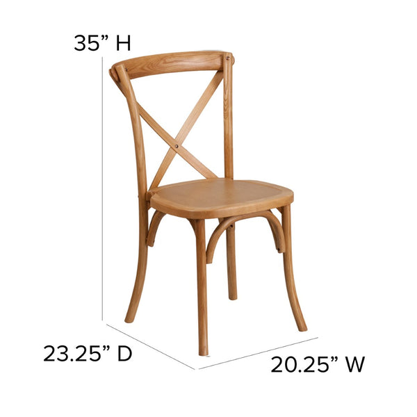 English Elm HERCULES Stackable Cross Back Chair - Timeless Wood Design for Bistro or Home, Fully Assembled & Durable Oak XU-X-OAK-GG