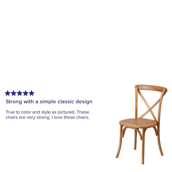English Elm HERCULES Stackable Cross Back Chair - Timeless Wood Design for Bistro or Home, Fully Assembled & Durable Oak XU-X-OAK-GG