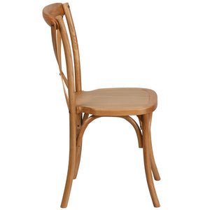 English Elm HERCULES Stackable Cross Back Chair - Timeless Wood Design for Bistro or Home, Fully Assembled & Durable Oak XU-X-OAK-GG