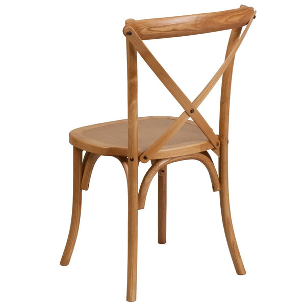 English Elm HERCULES Stackable Cross Back Chair - Timeless Wood Design for Bistro or Home, Fully Assembled & Durable Oak XU-X-OAK-GG