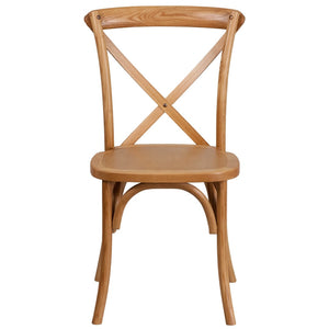 English Elm HERCULES Stackable Cross Back Chair - Timeless Wood Design for Bistro or Home, Fully Assembled & Durable Oak XU-X-OAK-GG