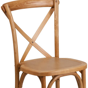 English Elm HERCULES Stackable Cross Back Chair - Timeless Wood Design for Bistro or Home, Fully Assembled & Durable Oak XU-X-OAK-GG
