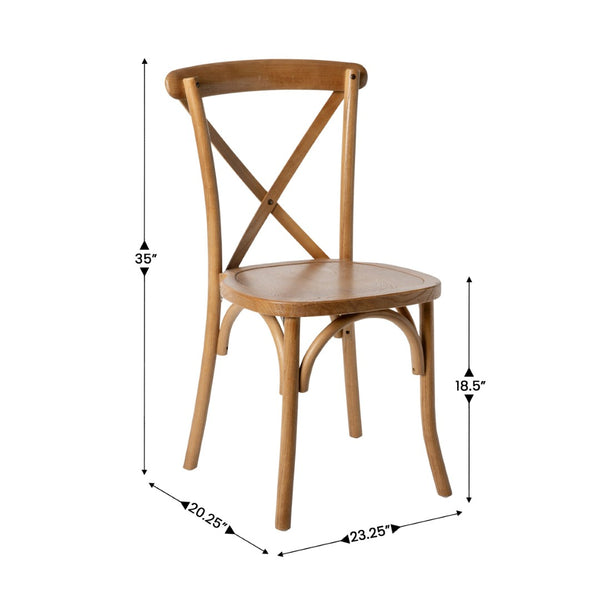 English Elm HERCULES Stackable Cross Back Chair - Timeless Wood Design for Bistro or Home, Fully Assembled & Durable Pecan XU-X-PEC-GG