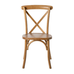 English Elm HERCULES Stackable Cross Back Chair - Timeless Wood Design for Bistro or Home, Fully Assembled & Durable Pecan XU-X-PEC-GG