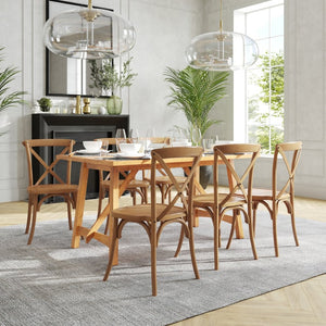 English Elm HERCULES Stackable Cross Back Chair - Timeless Wood Design for Bistro or Home, Fully Assembled & Durable Pecan XU-X-PEC-GG