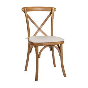 English Elm HERCULES Stackable Cross Back Dining Chair with Cushion - Timeless Design for Comfort & Durability Pecan XU-X-PEC-NTC-GG