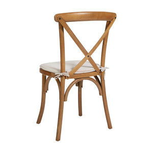 English Elm HERCULES Stackable Cross Back Dining Chair with Cushion - Timeless Design for Comfort & Durability Pecan XU-X-PEC-NTC-GG