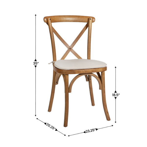 English Elm HERCULES Stackable Cross Back Dining Chair with Cushion - Timeless Design for Comfort & Durability Pecan XU-X-PEC-NTC-GG