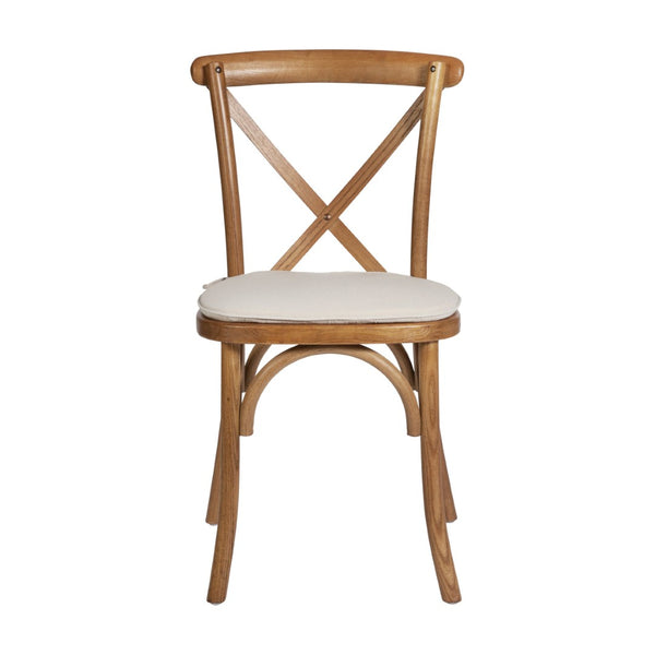 English Elm HERCULES Stackable Cross Back Dining Chair with Cushion - Timeless Design for Comfort & Durability Pecan XU-X-PEC-NTC-GG