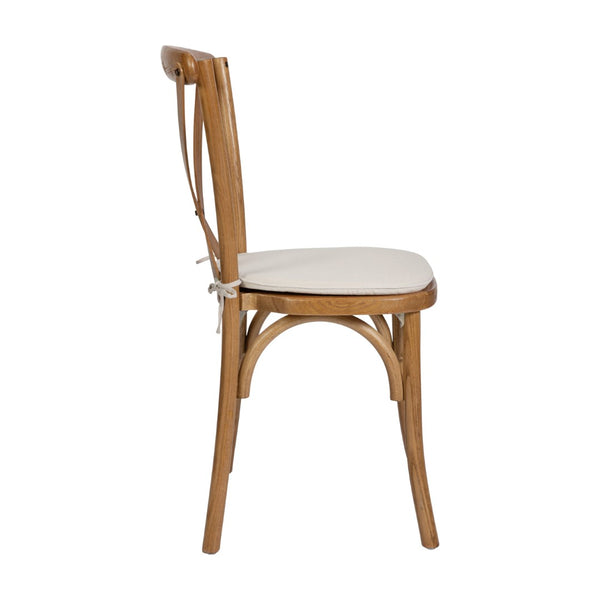 English Elm HERCULES Stackable Cross Back Dining Chair with Cushion - Timeless Design for Comfort & Durability Pecan XU-X-PEC-NTC-GG