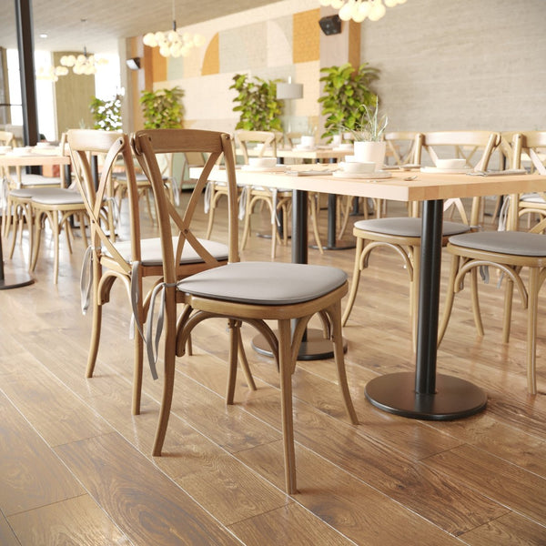 English Elm HERCULES Stackable Cross Back Dining Chair with Cushion - Timeless Design for Comfort & Durability Pecan XU-X-PEC-NTC-GG