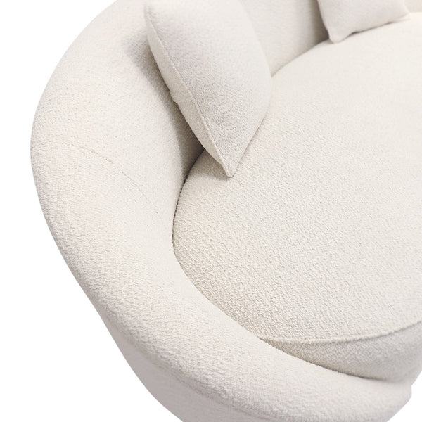 Pasargad Home Luna Collection Curved Sofa In Soft Textured Fabric With Gold Plated Base, Grey Ivory Poly Fabric Sofa-ds0440