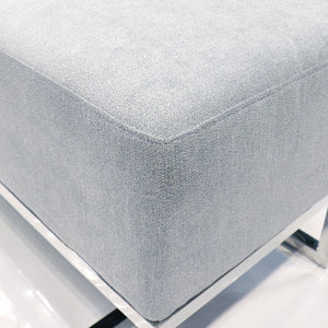 Pasargad Home Luxe Upholstered Bench – Elegant Ivory Seating With Sturdy Stainless Steel Legs Blue Polyester Y-1036b