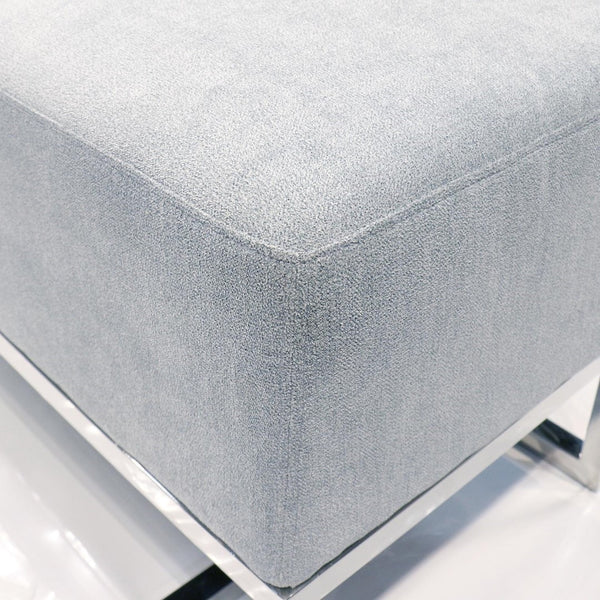 Pasargad Home Luxe Upholstered Bench – Elegant Ivory Seating With Sturdy Stainless Steel Legs Blue Polyester Y-1036b