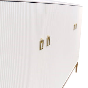 Pasargad Home Pearl Collection Ivory Sideboard - Luxurious 4-door Cabinet With Glamorous Accents Ivory Wood Finish Pph-m4