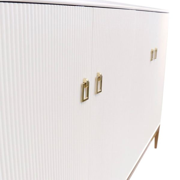 Pasargad Home Pearl Collection Ivory Sideboard - Luxurious 4-door Cabinet With Glamorous Accents Ivory Wood Finish Pph-m4