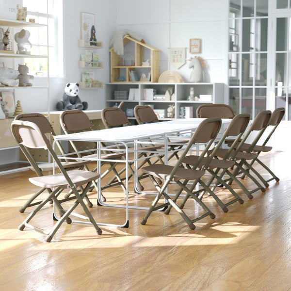 English Elm Timmy 2 Pack Kids Folding Chairs for Preschoolers – Lightweight, Durable, Easy to Store & Transport Brown 2-Y-KID-BN-GG