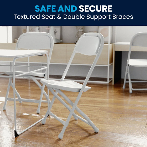 English Elm Timmy 2 Pack Kids Folding Chairs for Preschoolers – Lightweight, Durable, Easy to Store & Transport White 2-Y-KID-WH-GG