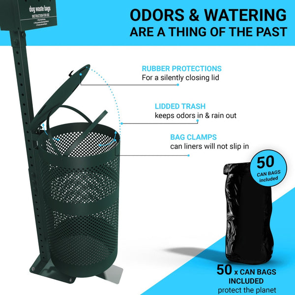 English Elm Kessler Pet Waste Station: Hands-Free Trash, Glow-in-the-Dark Sign, 600 Bags & Hand Sanitizer Included YAN-7XM755425-GG