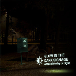 English Elm Kessler Compact Dog Waste Station with Locking Bag Dispenser, Covered Trash Can & Glow Signage YAN-G5S065425-GG