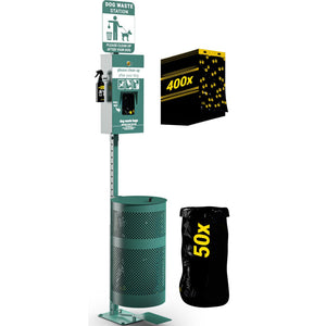 English Elm Kessler Pet Waste Station - All-Weather, Hands-Free Disposal with Glow-in-the-Dark Signage & Sanitizer YAN-HL1I55425-GG
