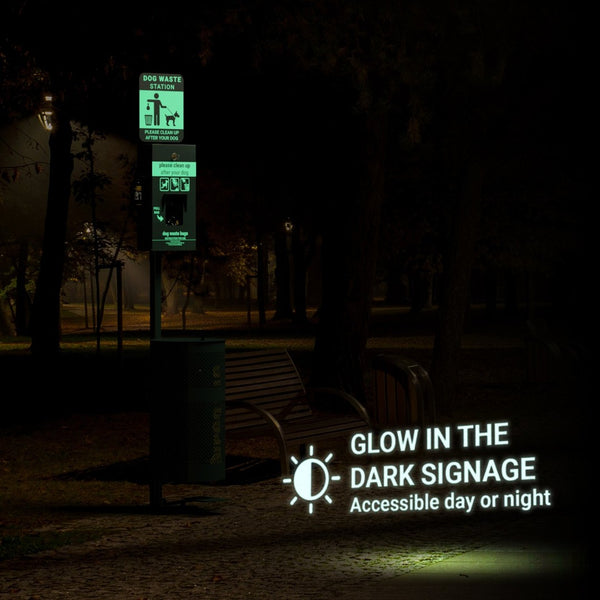 English Elm Kessler Pet Waste Station - All-Weather, Hands-Free Disposal with Glow-in-the-Dark Signage & Sanitizer YAN-HL1I55425-GG