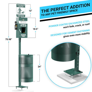 English Elm Kessler Pet Waste Station - Durable Outdoor Cleanup Solution with Glow Sign, Bags, Sanitizer & Trash Can YAN-NNRE55425-GG
