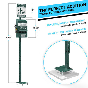 English Elm Kessler Mini Pet Waste Station with Glow Sign, 600 Bags, Sanitizer Bottle & Rust-Resistant Design YAN-PM8D45425-GG
