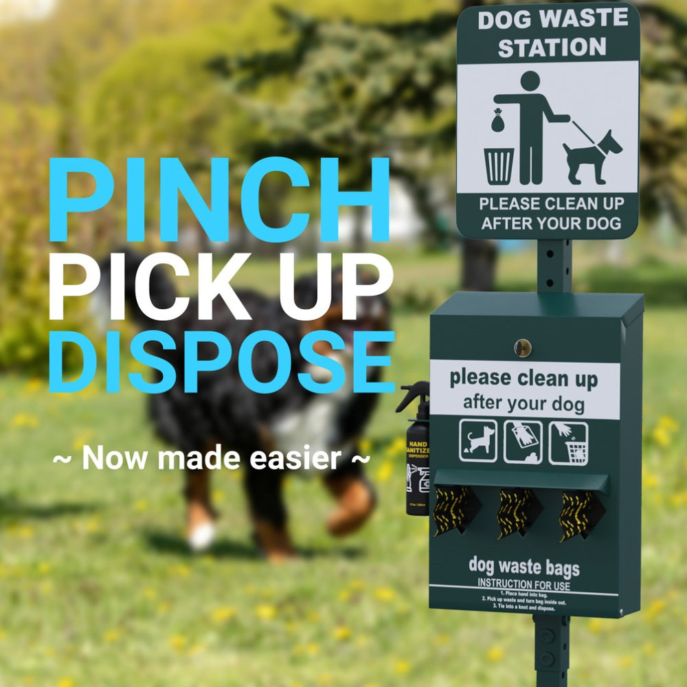 English Elm Kessler Mini Pet Waste Station with Glow Sign, 600 Bags, Sanitizer Bottle & Rust-Resistant Design YAN-PM8D45425-GG