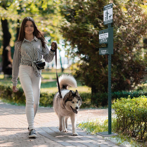 English Elm Kessler Mini Pet Waste Station with Glow Sign, 600 Bags, Sanitizer Bottle & Rust-Resistant Design YAN-PM8D45425-GG