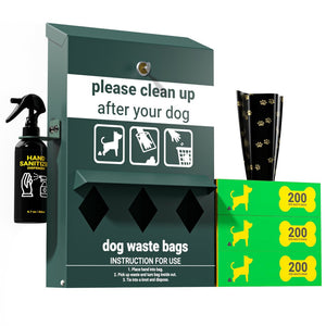 English Elm Kessler Locking Dog Waste Bag Dispenser with Glow Sign, Hand Sanitizer & Rain Guard, 600 Bags Included YAN-Y2V045425-GG