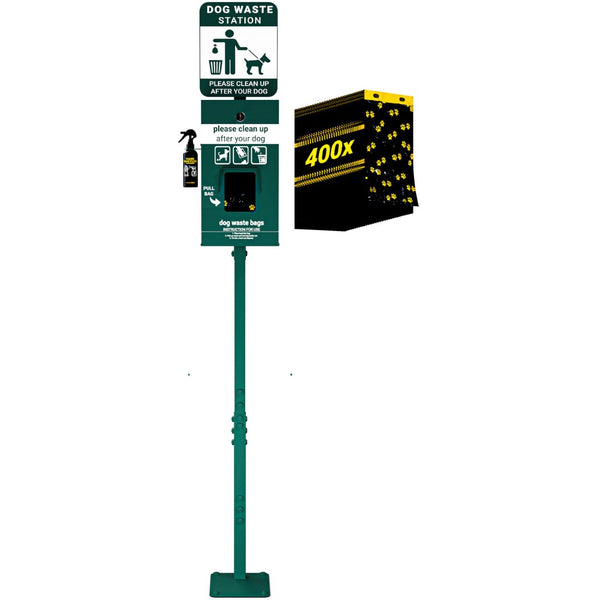 English Elm Kessler Mini Pet Waste Station: Durable, Glow-in-the-Dark Sign, Hand Sanitizer & 400 Bags Included! YAN-Y5CK65425-GG