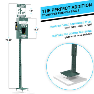 English Elm Kessler Mini Pet Waste Station: Durable, Glow-in-the-Dark Sign, Hand Sanitizer & 400 Bags Included! YAN-Y5CK65425-GG