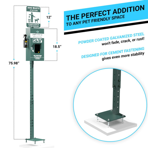 English Elm Kessler Mini Pet Waste Station: Durable, Glow-in-the-Dark Sign, Hand Sanitizer & 400 Bags Included! YAN-Y5CK65425-GG