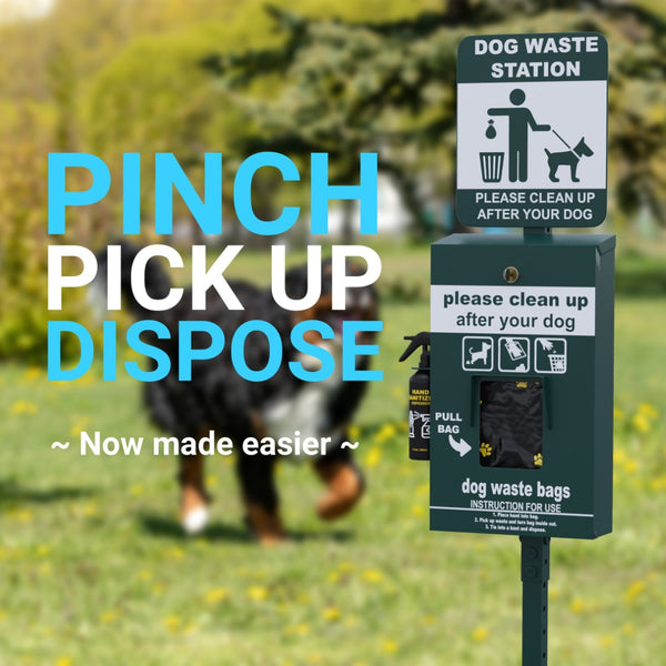 English Elm Kessler Mini Pet Waste Station: Durable, Glow-in-the-Dark Sign, Hand Sanitizer & 400 Bags Included! YAN-Y5CK65425-GG