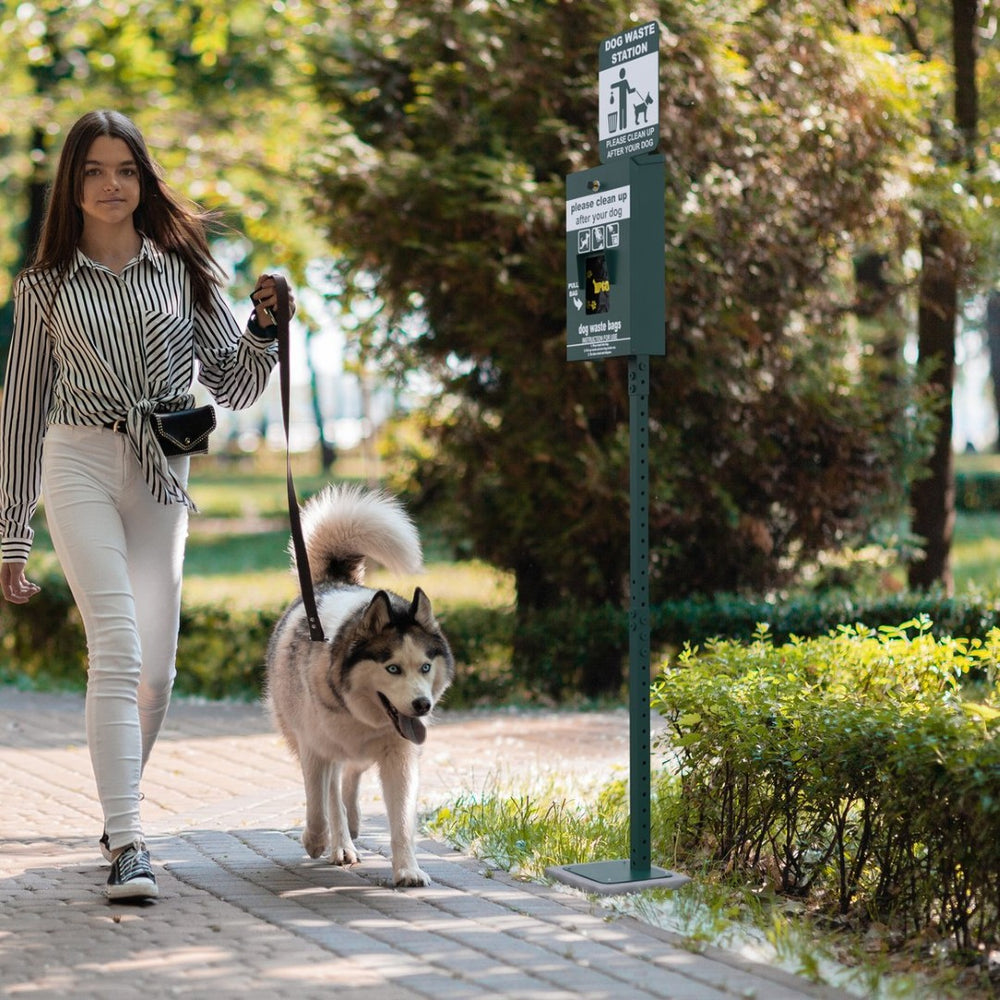 English Elm Kessler Mini Pet Waste Station: Durable, Glow-in-the-Dark Sign, Hand Sanitizer & 400 Bags Included! YAN-Y5CK65425-GG