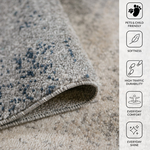 Amer Rugs Yasmin Contemporary Power-loom Area Rug With Abstract Design - Perfect For Any Living Space Decor Dark Blue,Gray Polyester Yas20913