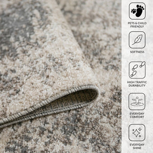 Amer Rugs Yasmin Contemporary Power-loom Area Rug With Abstract Design - Perfect For Any Living Space Decor Beige,Gray Polyester Yas35373