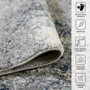 Amer Rugs Yasmin Contemporary Power-loom Area Rug With Abstract Design - Perfect For Any Living Space Decor Light Blue Polyester Yas4311511