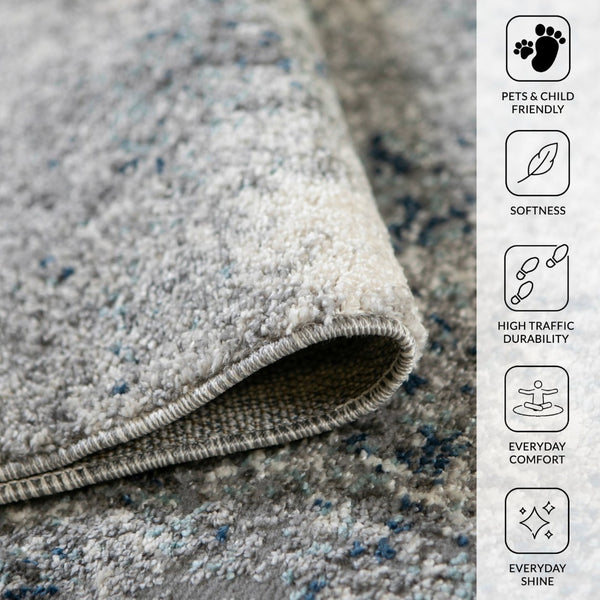 Amer Rugs Yasmin Contemporary Power-loom Area Rug With Abstract Design - Perfect For Any Living Space Decor Light Blue Polyester Yas4311511