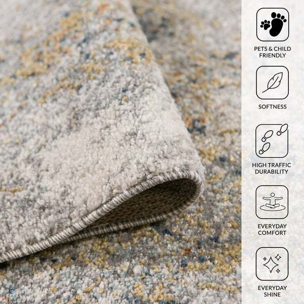 Amer Rugs Yasmin Contemporary Power-loom Area Rug With Abstract Design - Perfect For Any Living Space Decor Yellow,Blue Polyester Yas5311511