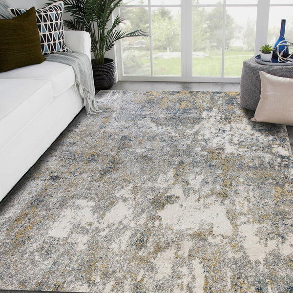 Amer Rugs Yasmin Contemporary Power-loom Area Rug With Abstract Design - Perfect For Any Living Space Decor Yellow,Blue Polyester Yas5311511