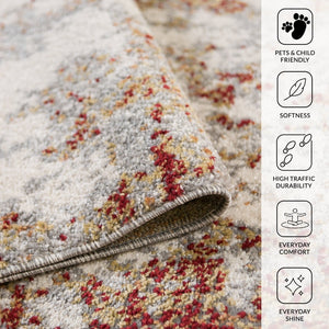 Amer Rugs Yasmin Contemporary Power-loom Area Rug With Abstract Design - Perfect For Any Living Space Decor Red,Cream Polyester Yas65373