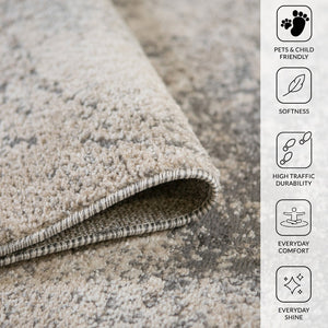 Amer Rugs Yasmin Contemporary Power-loom Area Rug With Abstract Design - Perfect For Any Living Space Decor Cream Polyester Yas80913