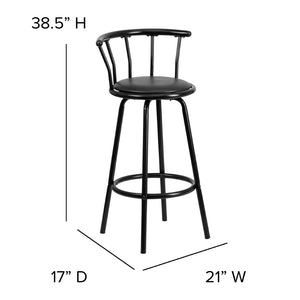 English Elm Charla Crown Back Black Metal Barstool - Stylish Swivel Seat for Kitchens, Home Bars & Dining Spaces YB-Y-J909-KD-GG