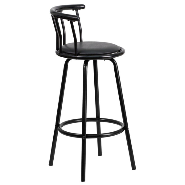 English Elm Charla Crown Back Black Metal Barstool - Stylish Swivel Seat for Kitchens, Home Bars & Dining Spaces YB-Y-J909-KD-GG