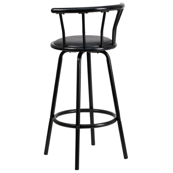 English Elm Charla Crown Back Black Metal Barstool - Stylish Swivel Seat for Kitchens, Home Bars & Dining Spaces YB-Y-J909-KD-GG